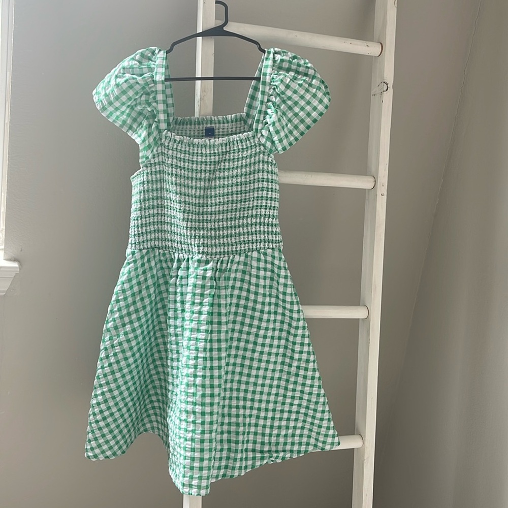 Old navy green gingham dress with flutter sleeves